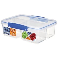 Контейнер пищевой четырехсекционный KLIP IT 23,4х17,4х8 см, материал пластик, цвет синий, Sistema, SI1740