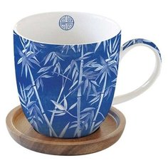Кружка с подставкой "Пагода", объем 350 мл, цвет синий, фарфор, Easy Life, EL-R1080_PAGB