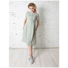Платье Мамуля красотуля Элла горох на салатовом 44