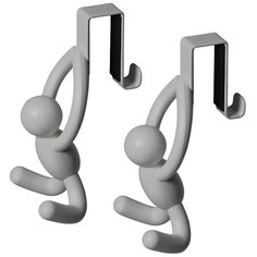 Набор из 2-х надверных крючков Buddy, 7x13x6 см, материал пластик + сталь, цвет серый, Umbra, 1013428-918