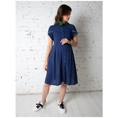 Платье Мамуля красотуля Элла горох на синем 44