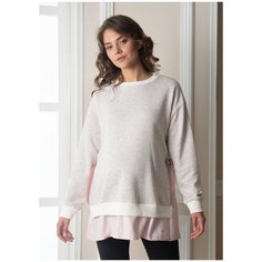 Джемпер Мамуля красотуля Леона бежевый меланж/розовый 50