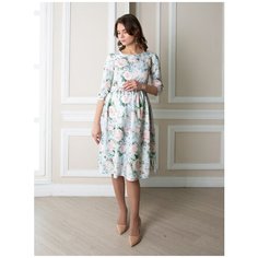 Платье Мамуля красотуля Ноя розы на голубом 44