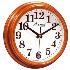 Часы настенные кварцевые Алмаз C62-C65 медный/белый