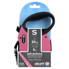 Alcott Adventure S - Поводок-рулетка для собак 5 метров до 20 кг, лента 275.571 Розовый