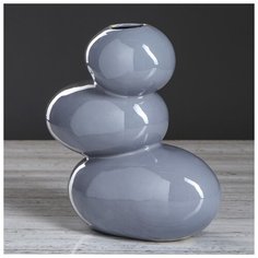 Ваза настольная "Сбалансированные камни", серая, 20.5 см 3326496 Керамика ручной работы