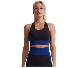 Спортивный костюм для йоги и фитнеса 3 в 1 (тайтсы, топ, рашгард), цвет черно-синий, размер S Noname