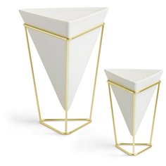 Декор настольный Trigg 2 шт, цвет белый, материал керамика + металл, Umbra, 1004372-524