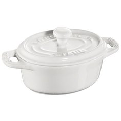 Мини-кокот керамический овальный, диаметр 11 см, объем 0,25 л, цвет белый, Staub, 40511-089