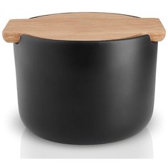 Емкость для хранения Nordic Kitchen с крышкой, 11x11 см, каменная керамика + дуб, цвет черный + коричневый, Eva Solo, 502784