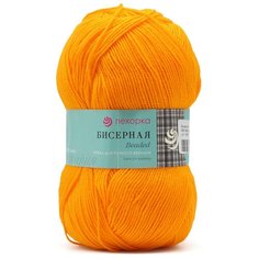 Пряжа Пехорка Бисерная 100гр., 450м. (100% высокообъёмный акрил) (485-Жёлтооранжевый) 5 шт