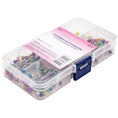 100404 Булавки портновские в пластиковой коробке, ассорти, 236шт Hobby&Pro