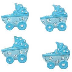 LR15-4628 Объемные фигурки Коляска (полимер), голубой, 2,5*2,5 см, упак./4 шт., Астра Astra & Craft