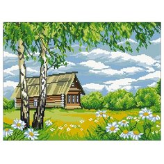 2450 Набор для вышивания Домик в деревне 45*33 см Nitex