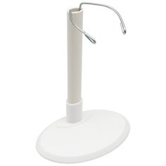 28892 Подставка для кукол овальная 10см, H-13-23см : пластик/металл, цв. белый Sovushka