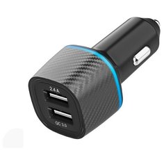 Зарядное устройство Krutoff CCH-02 2xUSB 2.4A + QC 3.0 30W Black 03723