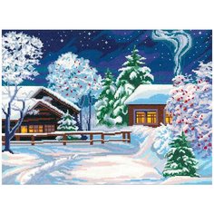 0282 Набор для вышивания Зимняя ночь 40х30 см Nitex
