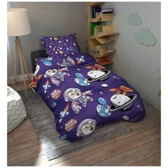 Детское постельное белье бязь кот-космонавт 1,5 спальное детские расцветки Iv Selena