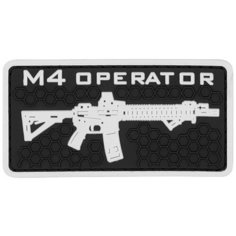Нашивка (шеврон патч patch) "M4 operator", на липучке, 8.2 x 4.2 см, черный Teamzlo Workshop