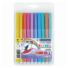 Фломастеры пастельные 10 цветов CENTROPEN "Colour World Pastel", смываемые, 7550/10TP, 7 7550 1087, 2 шт.