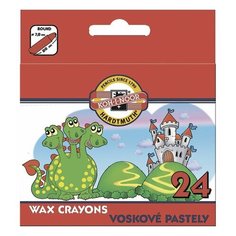 Восковые мелки 24 цвета KOH-I-NOOR "Дракончик", картонная упаковка с европодвесом, 8234/24, 8234024005KS, 2 шт.