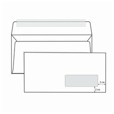 Конверты Е65 (110х220 мм) правое окно, отрывная лента, 80 г/м2, комплект 1000 шт., 1 шт. Ряжская печатная фабрика