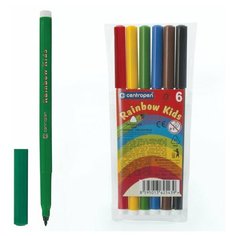 Фломастеры 6 цветов CENTROPEN "Rainbow Kids", круглые, смываемые, вентилируемый колпачок, 7550/6ET, 7 7550 0602, 3 шт.