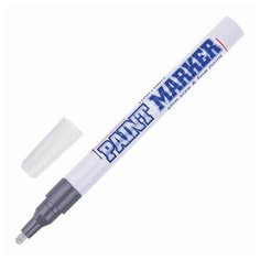 Маркер-краска лаковый (paint marker) MUNHWA "Slim", 2 мм, серебряный, нитро-основа, алюминиевый корпус, SPM-06, 2 шт.