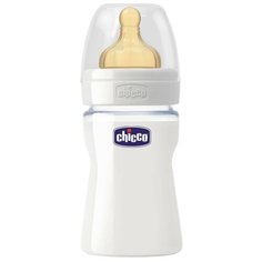Chicco Бутылочка из стекла с соской из латекса Well-Being, 150 мл, с рождения, бесцветный