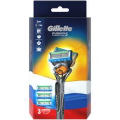 Бритвенный станок Gillette Fusion5 ProGlide Flexball ,серый/черный (c символикой UEFA Champions League), сменные кассеты 3 шт.