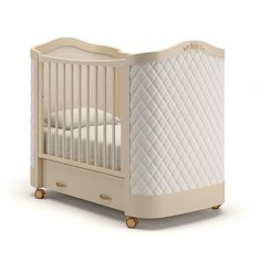 Кроватка Гандылян Тиффани декор ромб (колесо) (качалка) слоновая кость