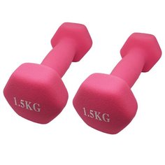 Гантели шестиугольные неопреновые (2х1,5 кг) 3 кг, розовые Icon