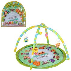Детский коврик развивающий для малышей, круглый, подвески-погремушки,игрушки развивающие, коврик для ползания детский, коврик для детей, игровой коврик детский, коврик для малышей, коврик для ребенка, коврик для детей игровой, мягкий, 61х2х67 см Компания Друзей