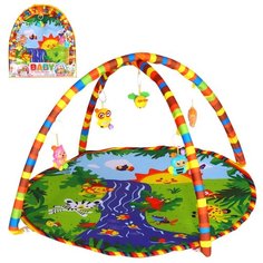 Детский коврик развивающий для малышей, круглый, в сумке, подвески-погремушки,игрушки развивающие, коврик для ползания детский, коврик для детей, игровой коврик детский, коврик для малышей, коврик для ребенка, коврик для детей игровой, мягкий, 61*2*67 Компания Друзей