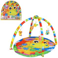Детский коврик развивающий для малышей, круглый, подвески-погремушки,игрушки развивающие, коврик для ползания детский, коврик для детей, игровой коврик детский, коврик для малышей, коврик для ребенка, коврик для детей игровой, мягкий, размер 62х60х3 с Компания Друзей
