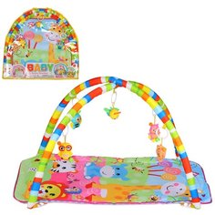 Детский коврик развивающий для малышей, прямоугольный, подвески-погремушки,игрушки развивающие, коврик для ползания детский, коврик для детей, игровой коврик детский, коврик для малышей, коврик для ребенка, коврик для детей игровой, мягкий, 61х4х58,5  Компания Друзей