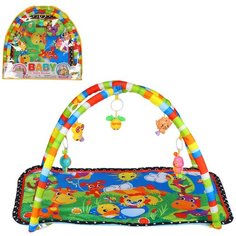 Детский коврик развивающий для малышей, прямоугольный, подвески-погремушки,игрушки развивающие, коврик для ползания детский, коврик для детей, игровой коврик детский, коврик для малышей, коврик для ребенка, коврик для детей игровой, мягкий, 62х60 см Компания Друзей