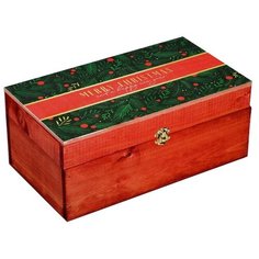 Дарите счастье Ящик деревянный Merry Christmas, 35 × 20 × 15 см коричневый