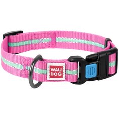 Ошейник WAU DOG Nylon светонакопительный (15 мм), обхват шеи 23-35 см розовый