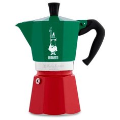 Гейзерная кофеварка Bialetti Moka Express Italia (6 порций), зеленый/красный