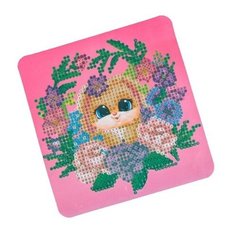 Алмазная мозаика на шкатулке "Зайка в цветах" 14*13,6 см Арт Узор