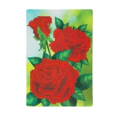 Алмазная мозаика стразами с частичным запол. на подставке "Розы" + холст 13*19 см, емкость Школа талантов