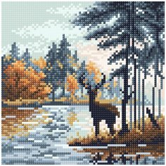 МС-056 Алмазная мозаика Олень в лесу20*20см Brilliart М.П.Студия