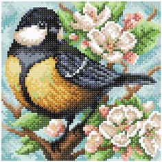 МС-059 Алмазная мозаика Синица на яблоне20*20см Brilliart М.П.Студия