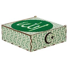 Алмазная вышивка на дереве Шкатулка «Изумруд», 15,5x16,5x6 см, Гранни Wood