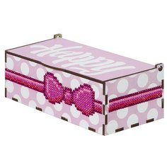 Алмазная вышивка на дереве Шкатулка «Хеппи розовая», 15x8x6 см, Гранни Wood