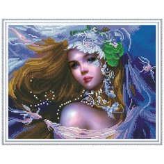 Алмазная мозаика с нанесенной рамкой Molly 40х50 см Самоцветы Принцесса фэнтэзи