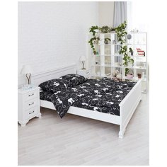 Постельное бельё, бязь "Всё себе"; Коты на черном; Размер: 1.5 наволочки 70 х 70