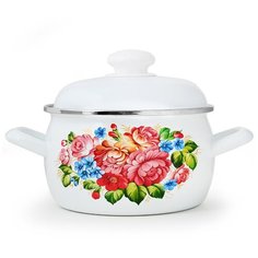 Кастрюля "Розы" сферическая 2,0 л ЭСТЕТ