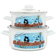 Набор посуды "Коты на крыше" цилиндрический 2,0 л 3,0 л 4 пр ЭСТЕТ